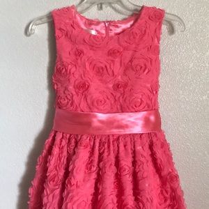Coral tulle and satin lined dress